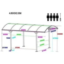 Carport Tettoia Da Esterno In Policarbonato E Alluminio - 485x300x253h Cm. 5 Carport Tettoia Da Esterno In Policarbonato E Alluminio - 485x300x253h Cm. -Vendite VIDAXL 11229092 3