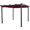 Gazebo Pergola Da Esterno Struttura In Acciaio Colore Burgundy, 3x3 M
