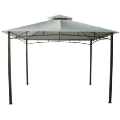 Gazebo Da Giardino Deluxe In Acciaio Doppio Tetto, 3x3 M