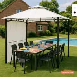 Gazebo 3,3x3,3 Metri Giardino Bar Veranda Mercato Pagoda Antigua Uv