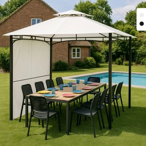 Gazebo 3,3x3,3 Metri Giardino Bar Veranda Mercato Pagoda Antigua Uv 2 Gazebo 3,3x3,3 Metri Giardino Bar Veranda Mercato Pagoda Antigua Uv - immagine 2