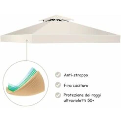 Tetto Di Ricambio Per Gazebo Da Giardino Copertura Di Ricambio Gazebo 3 X 3 M (Beige) -Vendite VIDAXL 12614227 3