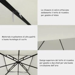 Tetto Di Ricambio Per Gazebo Da Giardino Copertura Di Ricambio Gazebo 3 X 3 M (Beige) -Vendite VIDAXL 12614227 4