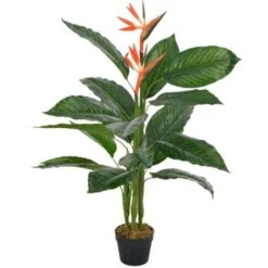 Strelitzia Artificiale Con Vaso Rosso 100 Cm VidaXL