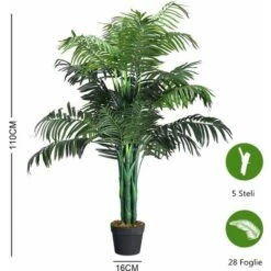 COSTWAY Palma Artificiale, Pianta Finta Da Interno, Pianta Tropicale Artificiale In Vaso Da Arredo Interno Ed Esterno, Altezza Di Circa 110 Cm -Vendite VIDAXL 14127476 5