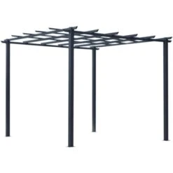 Outsunny Pergolato Da Giardino Struttura In Metallo Nero 300 X 300 X 230 Cm
