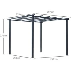 Outsunny Pergolato Da Giardino Struttura In Metallo Nero 300 X 300 X 230 Cm -Vendite VIDAXL 14344610 3