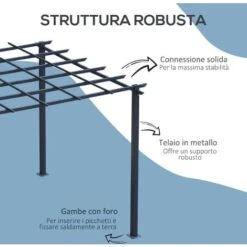 Outsunny Pergolato Da Giardino Struttura In Metallo Nero 300 X 300 X 230 Cm -Vendite VIDAXL 14344610 4