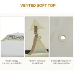 Outsunny Gazebo Da Giardino Con Paletti E Corde Doppio Tetto Zanzariera Pareti Laterali Beige 295 X 295 X 263 Cm -Vendite VIDAXL 17718686 3