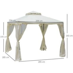 Outsunny Gazebo Da Giardino Con Paletti E Corde Doppio Tetto Zanzariera Pareti Laterali Beige 295 X 295 X 263 Cm -Vendite VIDAXL 17718686 5