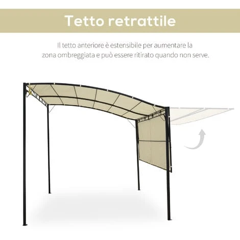 Outsunny Pergola Da Giardino In Acciaio Con Copertura In Tessuto Beige 300x250cm 4 Outsunny Pergola Da Giardino In Acciaio Con Copertura In Tessuto Beige 300x250cm - immagine 4