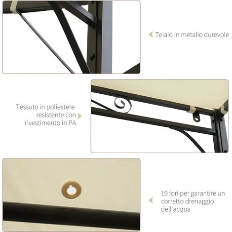 Outsunny Pergola Da Giardino In Acciaio Con Copertura In Tessuto Beige 300x250cm 5 Outsunny Pergola Da Giardino In Acciaio Con Copertura In Tessuto Beige 300x250cm - immagine 5