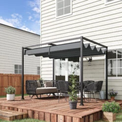 Outsunny Gazebo Pergola Con Telo Scorrevole Per Esterni, 298 X 213 X 222 Cm -Vendite VIDAXL 18495368 2
