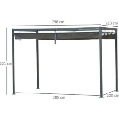 Outsunny Gazebo Pergola Con Telo Scorrevole Per Esterni, 298 X 213 X 222 Cm -Vendite VIDAXL 18495368 3