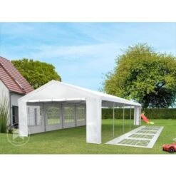 Tendone Per Feste Gazebo 4x8 M Bianco PE 350 N Impermeabile Protezione UV Tenda Giardino Sagre Eventi Mercati Esterno 7 Tendone Per Feste Gazebo 4x8 M Bianco PE 350 N Impermeabile Protezione UV Tenda Giardino Sagre Eventi Mercati Esterno -Vendite VIDAXL 19762224 3
