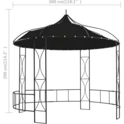 Gazebo 300x290 Cm Antracite Rotondo VidaXL -Vendite VIDAXL 20213163 3