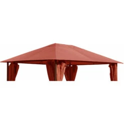 Tetto Di Ricambio Per Gazebo Da Giardino 3x4m Rosso-arancio