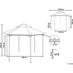 Gazebo Da Giardino Esagonale Acciaio E Tessuto Grigio Protezione Solare Portel 7 Gazebo Da Giardino Esagonale Acciaio E Tessuto Grigio Protezione Solare Portel -Vendite VIDAXL 23753986 3