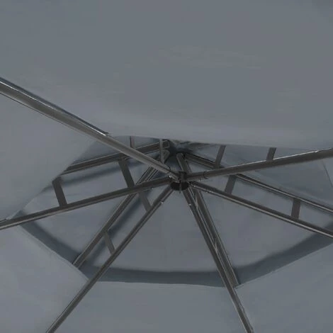 Gazebo Da Giardino Esagonale Acciaio E Tessuto Grigio Protezione Solare Portel 5 Gazebo Da Giardino Esagonale Acciaio E Tessuto Grigio Protezione Solare Portel - immagine 5