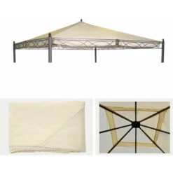 Telo Di Ricambio Copertura Tetto Per Gazebo Cadice Poliestere 4x4m Avorio -Vendite VIDAXL 24735340 2