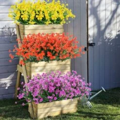 LangRay 8 Fasci Di Fiori Finti Artificiali Per Esterni Arbusti Piante Resistenti Ai Raggi UV, Vegetazione In Plastica Sintetica Per Piante Sospese Da Esterno Da Interno, Portico Da Giardino, Finestra, -Vendite VIDAXL 27831582 4