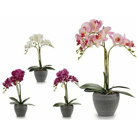 Fiori Decorativi Orchidea Plastica Vaso Rotundă Grigio (25 X 50 X 36 Cm) 1 Fiori Decorativi Orchidea Plastica Vaso Rotundă Grigio (25 X 50 X 36 Cm)