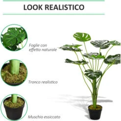 Outsunny Monstera Artificiale 13 Foglie E Vaso Alta 85cm Per Interno Ed Esterno -Vendite VIDAXL 28614489 5