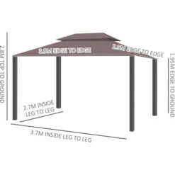 Outsunny Gazebo Da Giardino Con Doppio Tetto E Zanzariera In Poliestere, Caffè, 2.9x3.9m -Vendite VIDAXL 28944229 3