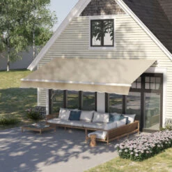 Outsunny Tenda Da Sole Avvolgibile Per Esterno In Poliestere E Alluminio, Beige, 365 × 250cm -Vendite VIDAXL 28944550 2