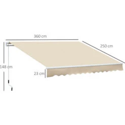 Outsunny Tenda Da Sole Avvolgibile Per Esterno In Poliestere E Alluminio, Beige, 365 × 250cm -Vendite VIDAXL 28944550 3