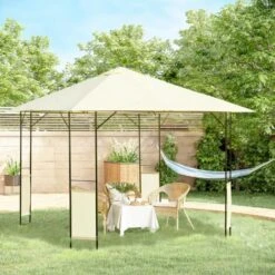 Outsunny Tendone Gazebo Da Giardino Bianco In Metallo 3x3m -Vendite VIDAXL 28944831 3