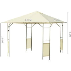Outsunny Tendone Gazebo Da Giardino Bianco In Metallo 3x3m -Vendite VIDAXL 28944831 5