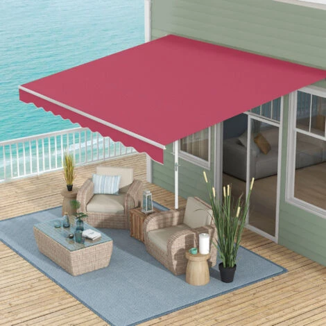 Outsunny Tenda Da Sole Per Esterno Avvolgibile A Parete Impermeabile In Poliestere, Rosso Bordeaux 3x2.5m 2 Outsunny Tenda Da Sole Per Esterno Avvolgibile A Parete Impermeabile In Poliestere, Rosso Bordeaux 3x2.5m - immagine 2