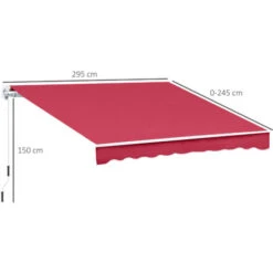 Outsunny Tenda Da Sole Per Esterno Avvolgibile A Parete Impermeabile In Poliestere, Rosso Bordeaux 3x2.5m 7 Outsunny Tenda Da Sole Per Esterno Avvolgibile A Parete Impermeabile In Poliestere, Rosso Bordeaux 3x2.5m -Vendite VIDAXL 28945073 3