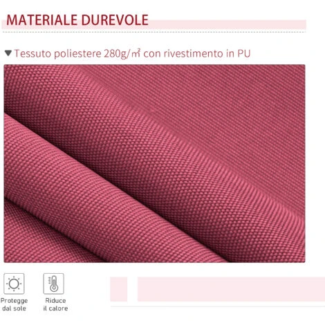 Outsunny Tenda Da Sole Per Esterno Avvolgibile A Parete Impermeabile In Poliestere, Rosso Bordeaux 3x2.5m 4 Outsunny Tenda Da Sole Per Esterno Avvolgibile A Parete Impermeabile In Poliestere, Rosso Bordeaux 3x2.5m - immagine 4
