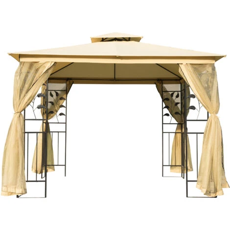Outsunny Gazebo Da Giardino Con Doppio Tettuccio, 3x3m 1 Outsunny Gazebo Da Giardino Con Doppio Tettuccio, 3x3m