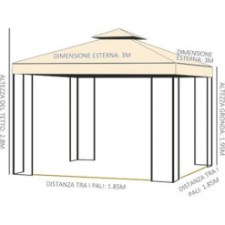 Outsunny Gazebo Da Giardino Con Doppio Tettuccio, 3x3m 7 Outsunny Gazebo Da Giardino Con Doppio Tettuccio, 3x3m -Vendite VIDAXL 28945441 3