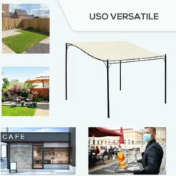 Outsunny Gazebo Tenda Parasole Con Telo In Poliestere, Crema, 297x297cm -Vendite VIDAXL 28945643 4