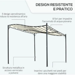 Outsunny Gazebo Tenda Parasole Con Telo In Poliestere, Crema, 297x297cm -Vendite VIDAXL 28945643 5