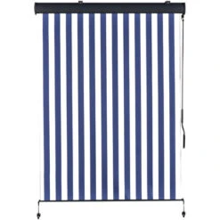 Outsunny Tenda Avvolgibile A Rullo Impermeabile Funzionamento Manovella Bianco E Blu 140 X 200 Cm -Vendite VIDAXL 28946060 4