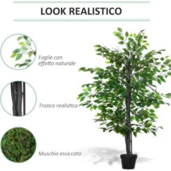 Outsunny Albero Baniano Artificiale, Pianta Finta Interno Ed Esterno Alta 145cm -Vendite VIDAXL 28946550 4
