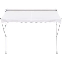 Outsunny Tenda Da Sole A Muro Con Pali Di Supporto Bianca 300x150cm