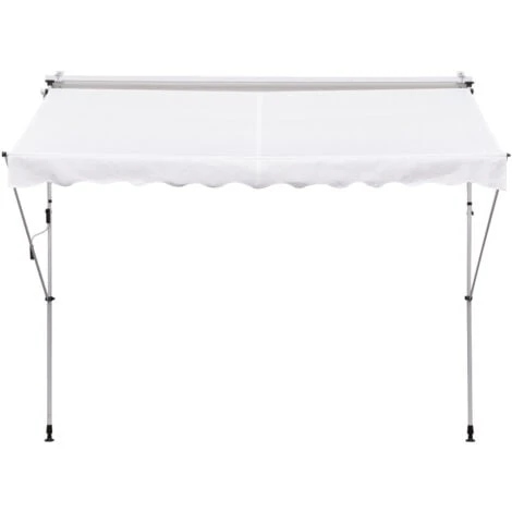 Outsunny Tenda Da Sole A Muro Con Pali Di Supporto Bianca 300x150cm 1 Outsunny Tenda Da Sole A Muro Con Pali Di Supporto Bianca 300x150cm