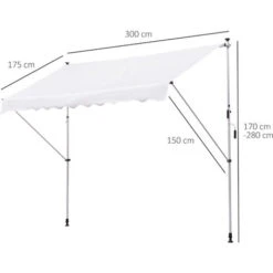 Outsunny Tenda Da Sole A Muro Con Pali Di Supporto Bianca 300x150cm 7 Outsunny Tenda Da Sole A Muro Con Pali Di Supporto Bianca 300x150cm -Vendite VIDAXL 28946774 3