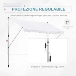 Outsunny Tenda Da Sole A Muro Con Pali Di Supporto Bianca 300x150cm 8 Outsunny Tenda Da Sole A Muro Con Pali Di Supporto Bianca 300x150cm -Vendite VIDAXL 28946774 4