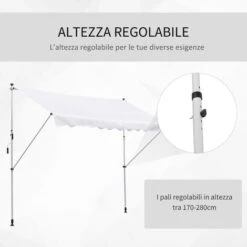 Outsunny Tenda Da Sole A Muro Con Pali Di Supporto Bianca 300x150cm 9 Outsunny Tenda Da Sole A Muro Con Pali Di Supporto Bianca 300x150cm -Vendite VIDAXL 28946774 5