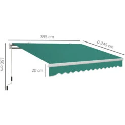 Outsunny Tenda Da Sole A Manovella Copertura Impermeabile 400x250cm Verde -Vendite VIDAXL 28947429 3
