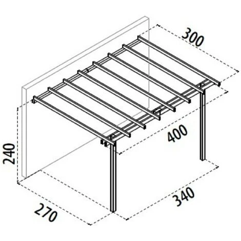 Pergola Addossata Gazebo Pino Massello Impregnato Cm.400x300 - Losa 2 Pergola Addossata Gazebo Pino Massello Impregnato Cm.400x300 - Losa - immagine 2