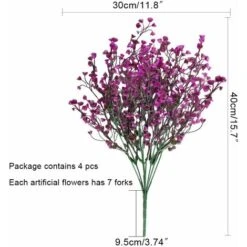 4pcs Gypsophila Artificiale 7 Rami Fiori Artificiali Arbusto Artificiale Cespuglio Fiori Finti Decorazione Viola Per Matrimonio Casa Giardino -Vendite VIDAXL 29766122 5