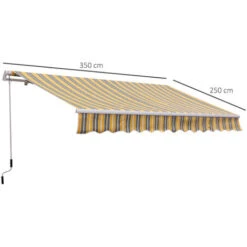 Outsunny Tenda Da Sole Avvolgibile A Braccio Manuale A Parete, Grigio E Giallo, 3.5m -Vendite VIDAXL 29807969 3